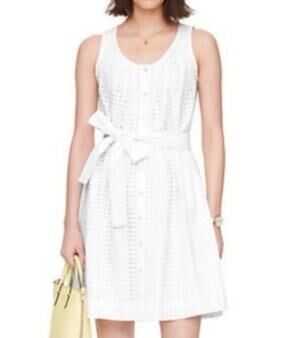 Kate Spade Broome Street Belted White Eyelet Dress Sz M